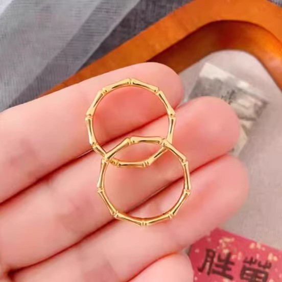 香港雪禧竹节金包银戒指节节高升指环女520送女友妈妈七夕礼物