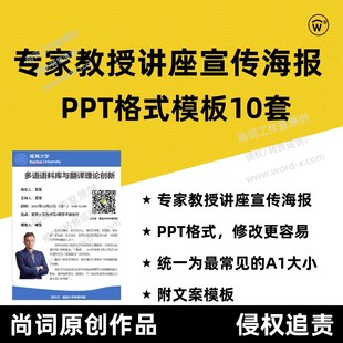 专家教授讲座宣传海报模板 大学图书馆主题演讲宣传模板 PPT格式