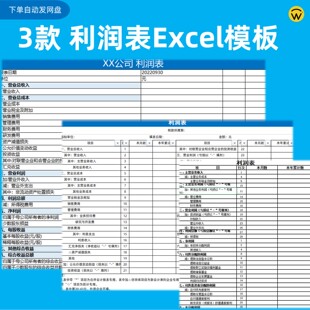 利润表Excel模板 公司财务会计成本利润分析明细报表