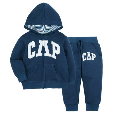 外贸童装卫衣料连帽外套两件套
