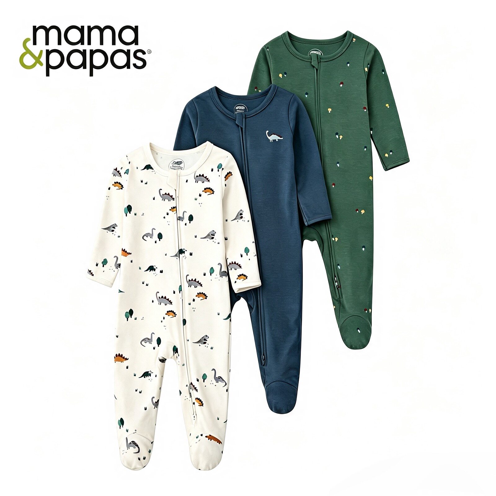 MAMAPAPAS新款婴儿拉链式连体衣春秋纯棉宝宝连袜子外出爬服哈衣