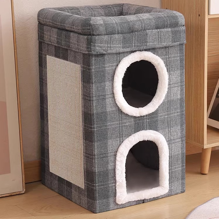 树洞猫窝冬季室外加厚冬天保暖封闭式二双层猫屋折叠家用室内剑麻