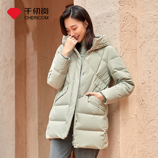千仞岗冬季一手长连帽直筒女士羽绒服保暖加厚外套时尚经典百搭