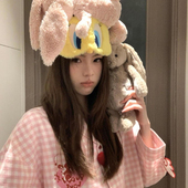 绣花印花爱心家居服两件套装 长裤 仿棉 粉色格子睡衣女春秋长裤