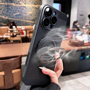 适用苹果17promax手机壳iphone15新款磁吸支架16e超薄保护套14pm防摔plus全包13散热12高级感MagSafe充电硬壳