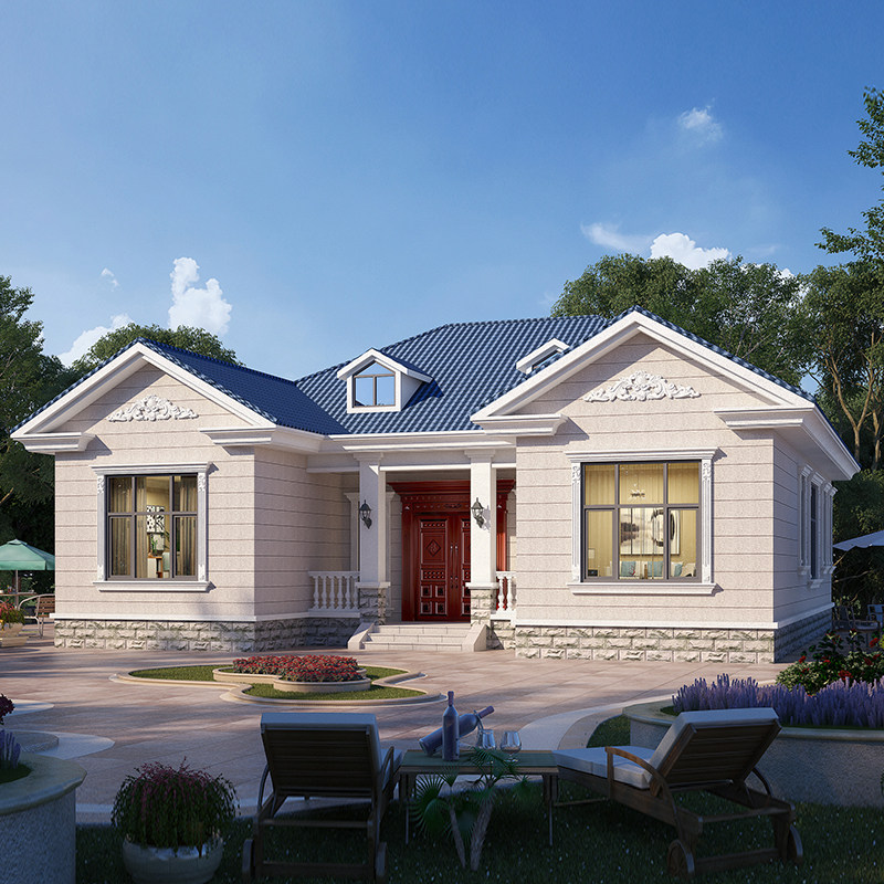 【dc0709】别墅设计图纸一层新农村自建房全套施工效果图砖混结构