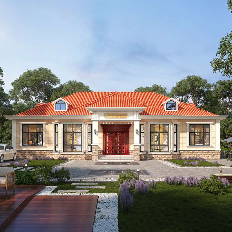 【dc0631】别墅设计图纸一层新农村自建房全套施工效果图砖混结构