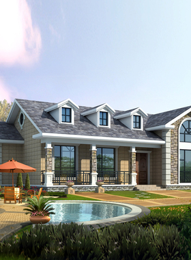 【DC0350】别墅设计图纸一层新农村自建房全套施工效果图砖混结构