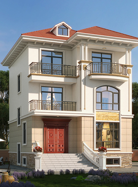 【DC0744】别墅设计图纸四层新农村自建房全套施工效果图砖混结构