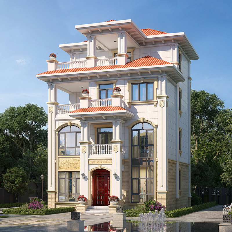 【DC0633】别墅设计图纸四层新农村自建房全套施工效果图砖混结构