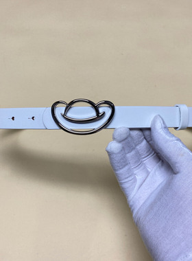 牛太古女士头层牛皮皮带平滑扣韩版休闲百搭简约金色银色板扣腰带