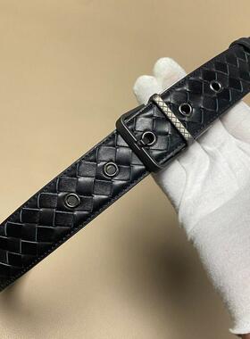 复古纯手工编织菱格裤腰带男士头层牛皮商务新款休闲百搭针扣皮带