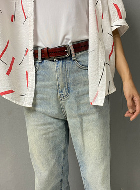 牛太古女皮带韩版休闲百搭简约古银色牛仔裤裙子素面镂空真皮腰带