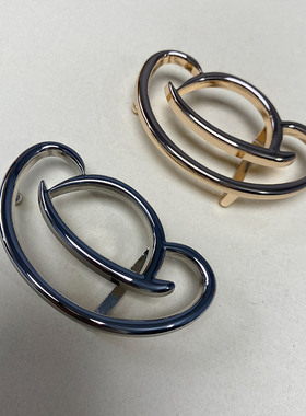 女士皮带扣平滑扣韩版休闲百搭镂空2.5元宝形状简约金色银色板扣