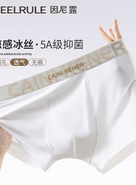 冰丝男士内裤四角2025新款夏季薄款男生无痕抑菌平角裤头白色短裤