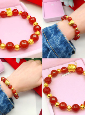 福袋红玛瑙转运珠久不褪色小金猪