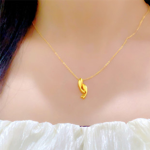 越南沙金双鱼共舞项链女金店同款仿金海豚吊坠镀金锁骨链送女友