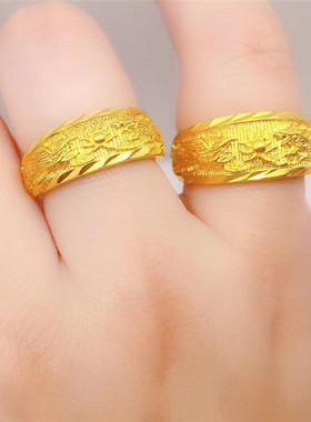 镀金仿真越南沙金戒指龙凤婚庆