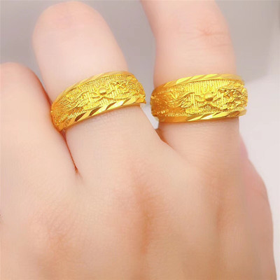 镀金仿真越南沙金戒指龙凤婚庆