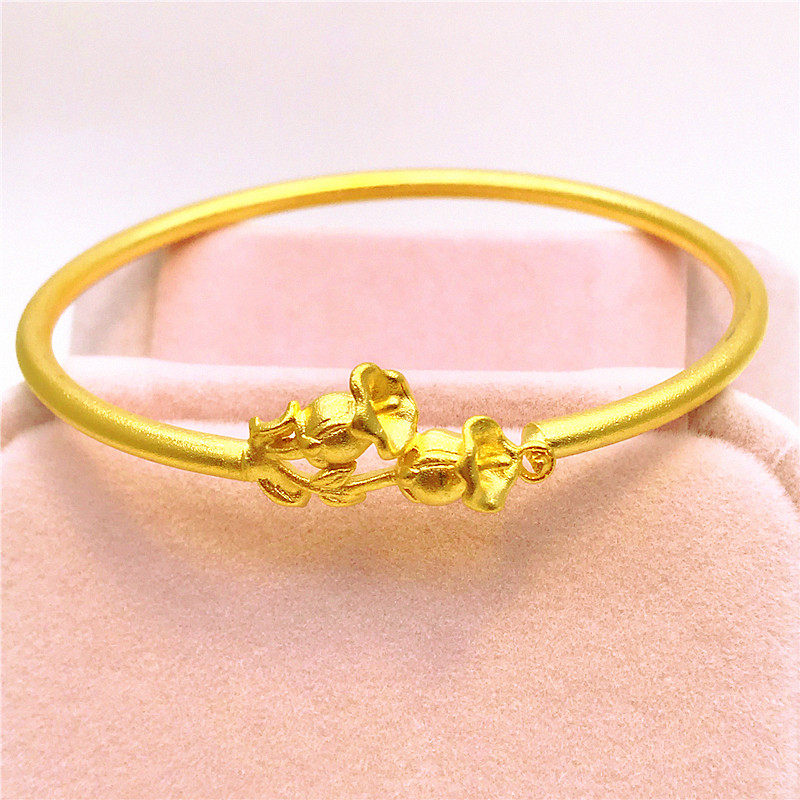 仿金沙金玫瑰花手镯铜镀金流行饰品女仿黄金欧币首饰手环久不掉色