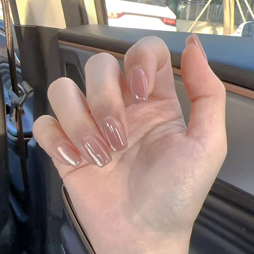 手工玻璃珠猫眼穿戴甲短款高级感