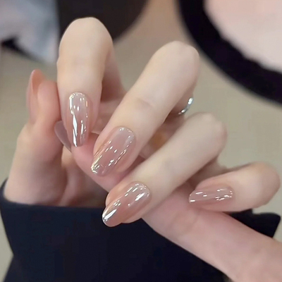 手工款海莉穿戴甲短椭圆显白猫眼