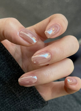 纯手工海莉裸色美甲穿戴甲短款2026新款成品高级感老钱风气质显白