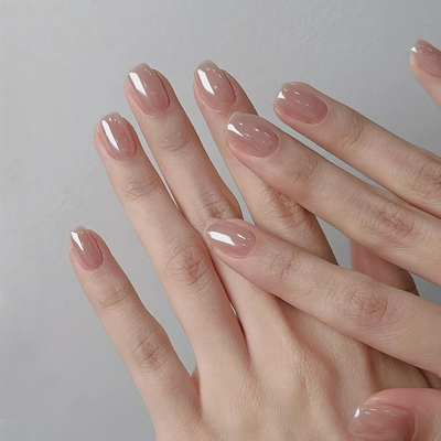 纯手工裸色海莉穿戴甲短款高级感