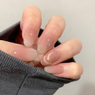 纯手工裸色渐变穿戴甲纯欲显白