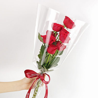 透明花束袋梯形鲜花包装袋玫瑰花包装纸玻璃纸花艺包装材料100个