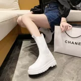 Martens, летние тонкие белые челси на платформе, модель весна/осень 2021 года, средней длины
