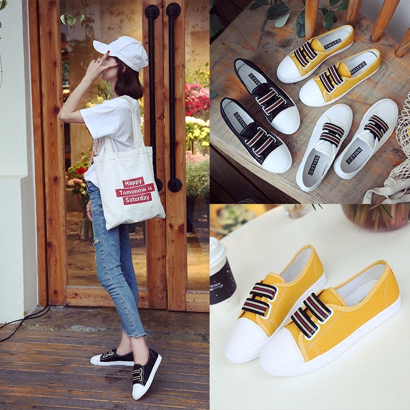 2021 Spring and summer new pattern canvas shoe Korean Edition Versatile Women's Shoes student Flat bottom Lazy man A pedal Shallow mouth White Cloth shoesin the Women's Shoes, Canvas shoes  category - from Buy2taobao.com to provide professional Taobao agent buy service