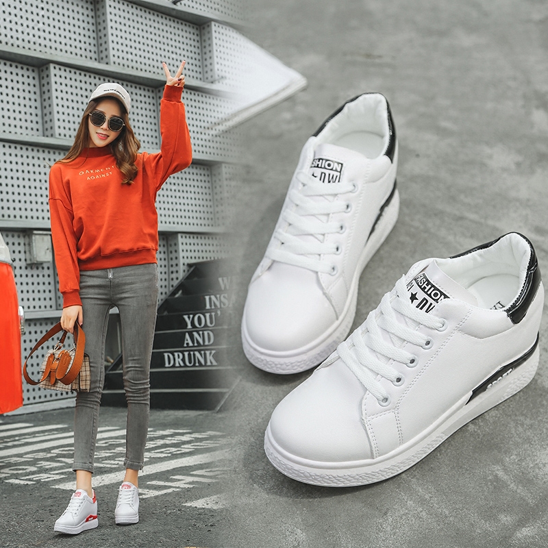 The increase in White shoes 2021 Spring new pattern Korean Edition The thickness of the bottom leisure time skate shoes Flat bottom Embroidery Versatile Single shoesin the Women's Shoes, Low shoes  category - from Buy2taobao.com to provide professional Taobao agent buy service