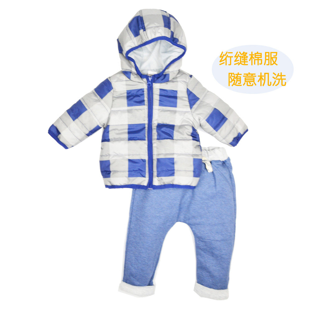 连帽拉链防风格子欧美百搭棉服