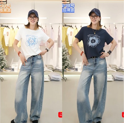 【大潘专享】韩系ins风夏季简约减龄花朵印花百搭短袖T恤6XW11