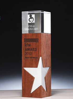 金属五角星奖杯定制实木水晶内雕定做创意奖牌荣誉颁奖刻字金年会