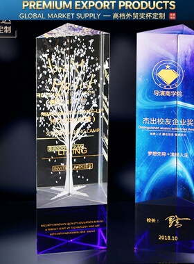 Premium Trophy企业员工水晶奖杯定制新款奖杯制作彩色创意刻字奖