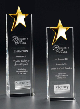 创意水晶奖杯定制五角星奖牌定做授权牌年会颁奖奖杯优秀员工年会