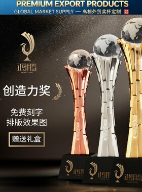 创造力奖水晶奖杯定制树脂创意高档年会颁奖金属奖杯制作定做年会