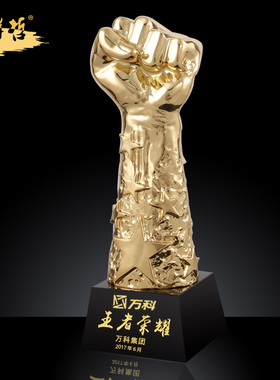 屡创佳绩金属奖杯跆拳道拳击比赛奖杯拳王创意水晶奖杯拳头大年会