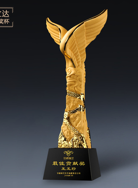 2021新款金鹰水晶镀金奖杯定制定做优秀员工企业精英年会创意年会