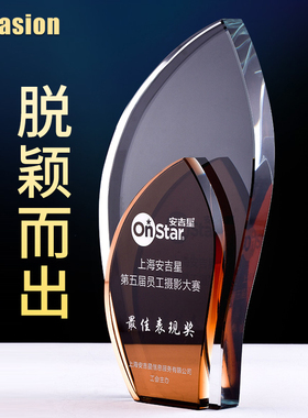 创意水晶奖杯定制定做优秀员工制作刻字冠军金枝玉叶授权牌纪年会