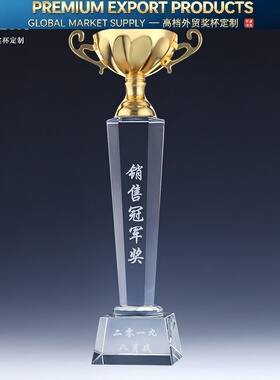 Premium Trophy水晶奖杯创意定做金属公司年会授权牌儿童奖牌免费
