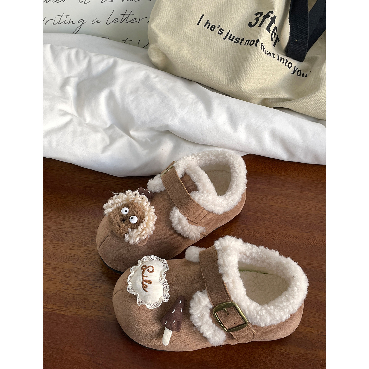 2025冬季新款加绒全包内增高面包鞋可爱卡通挂件休闲软底保暖棉鞋,女鞋,棉鞋,淘宝优惠券,粉丝福利购,淘宝优惠卷