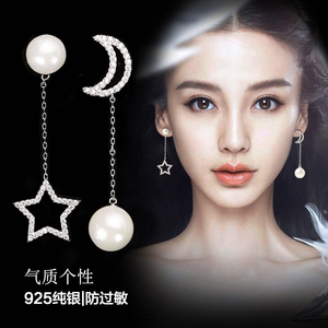 欧美韩版不对称耳环s925纯银针气质女长款耳饰日韩时尚个性夸张
