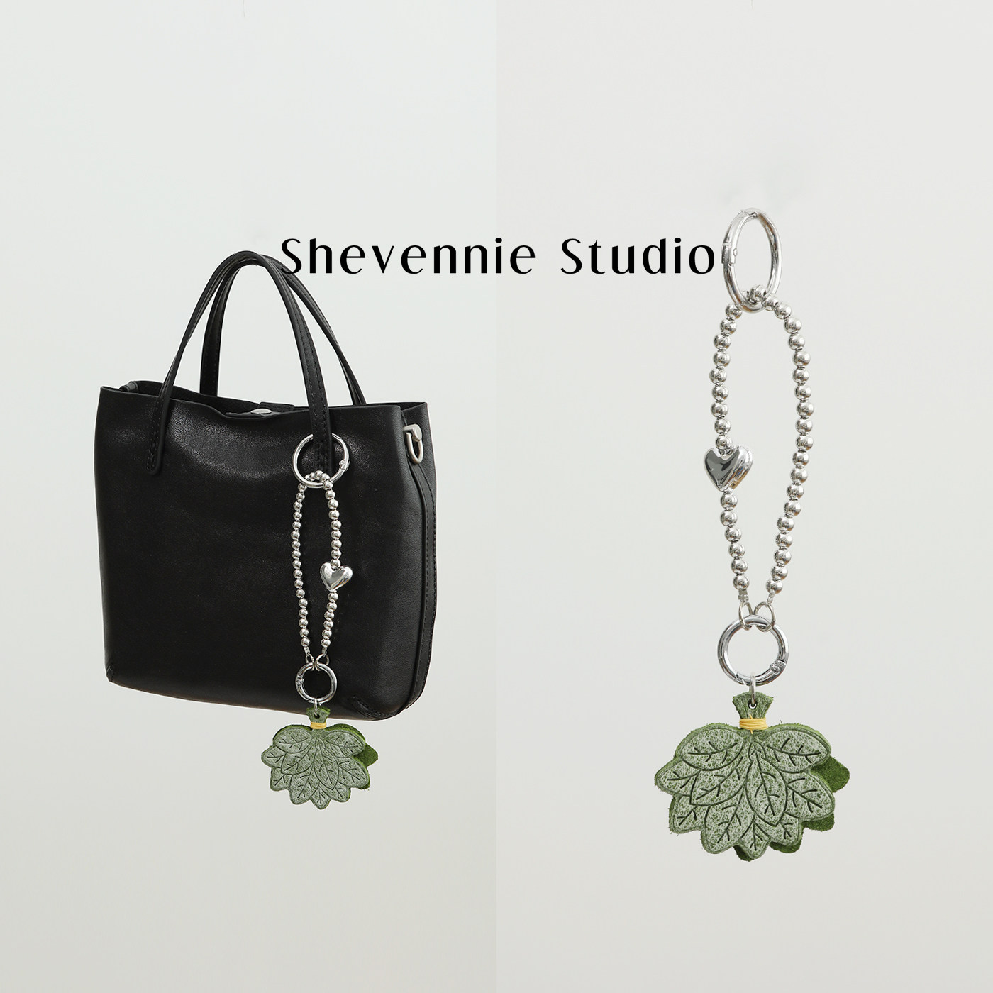 shevennie2025 好运 原创手工绿柚子叶植鞣雾蜡牛皮包包钥匙挂件