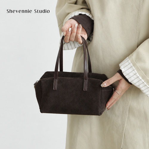shevennie磨砂牛皮小号托特包