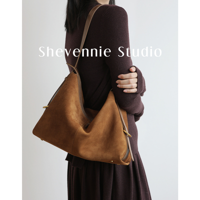 Shevennie磨砂牛皮手提单肩包
