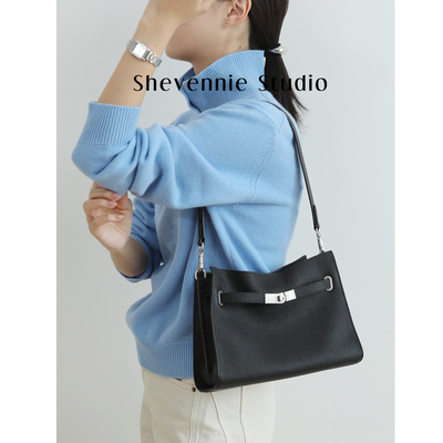 雪芸妮头层牛皮通勤凯莉包