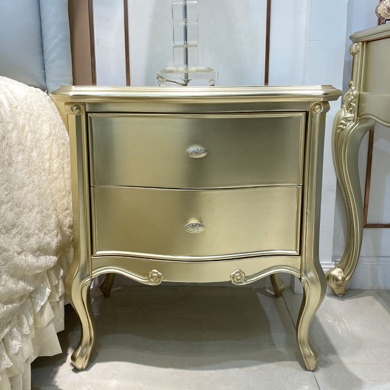 简约实木床头柜轻奢欧式出口雕花收纳柜法式床边柜现代整装